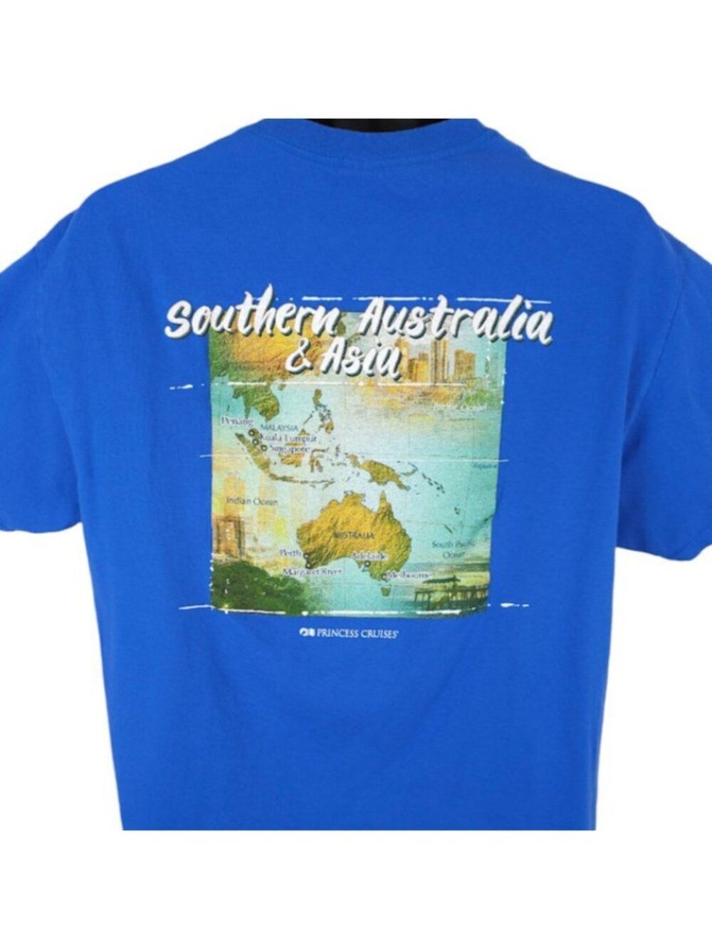 Princess Cruises T Shirt Mens Size Large Blue Southern Australia & Asia